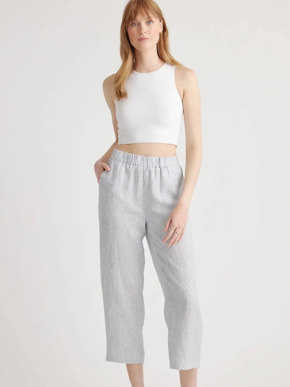 Quince 100% European Linen Pinstripe Linen Pants